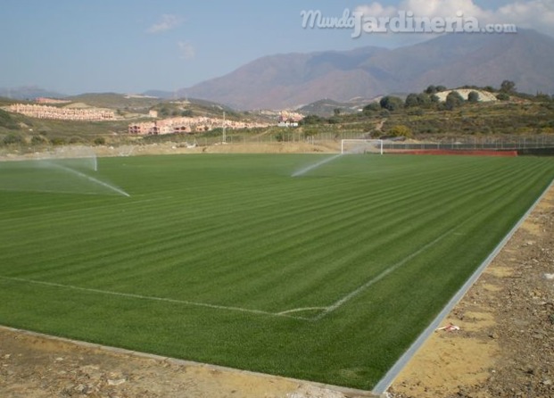 Riego en el campo de fútbol