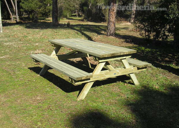 MESA DE PICNIC MADERA TROPICAL - Metàl·lics Tordera