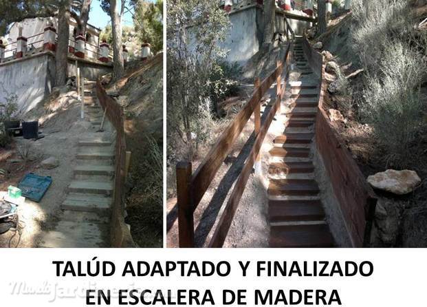 Escalera de madera en talud