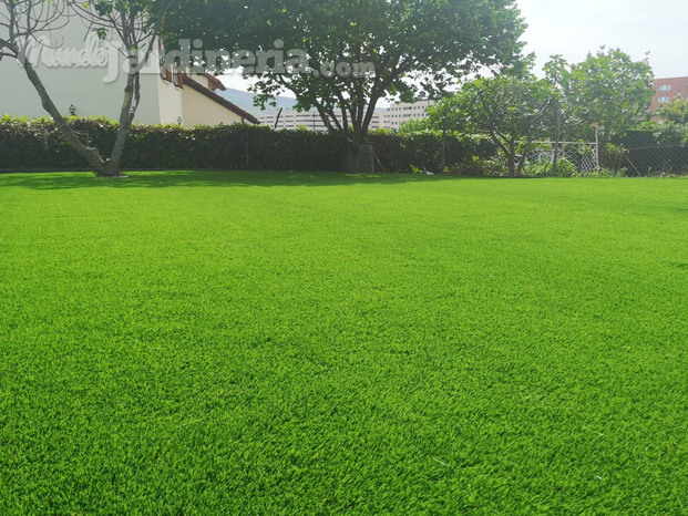 Instalación de césped artificial en vivienda unifamiliar